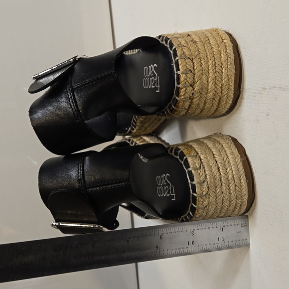 EUC, FRANCO SARTO Black Leather Platform Marona Sandals, Size 6 - Picture 3 of 8